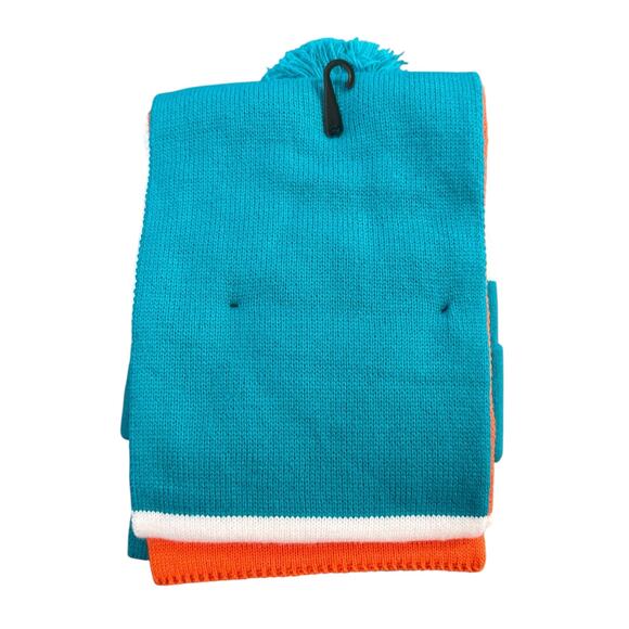 Miami Dolphins Men's NFL Stack the box Beanie Hat with Pom and Scarf Set - Picture 2 of 4